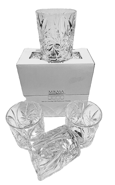 Mikasa Kelsey Crystal Glasses Double Old Fashion Set of 4