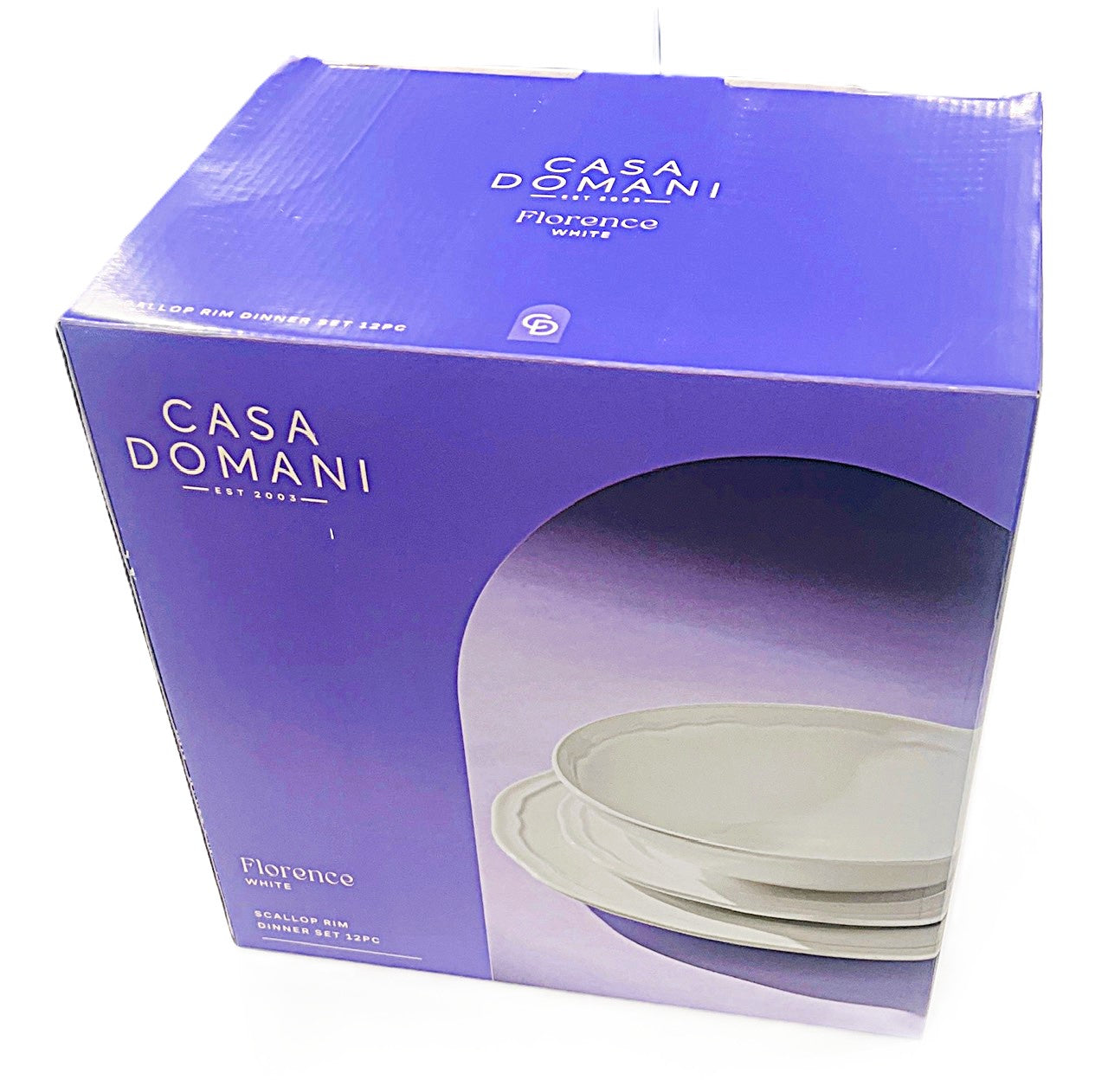 Dinner 12 piece set White Porcelain Florence Scallop Collection by Casa Domani