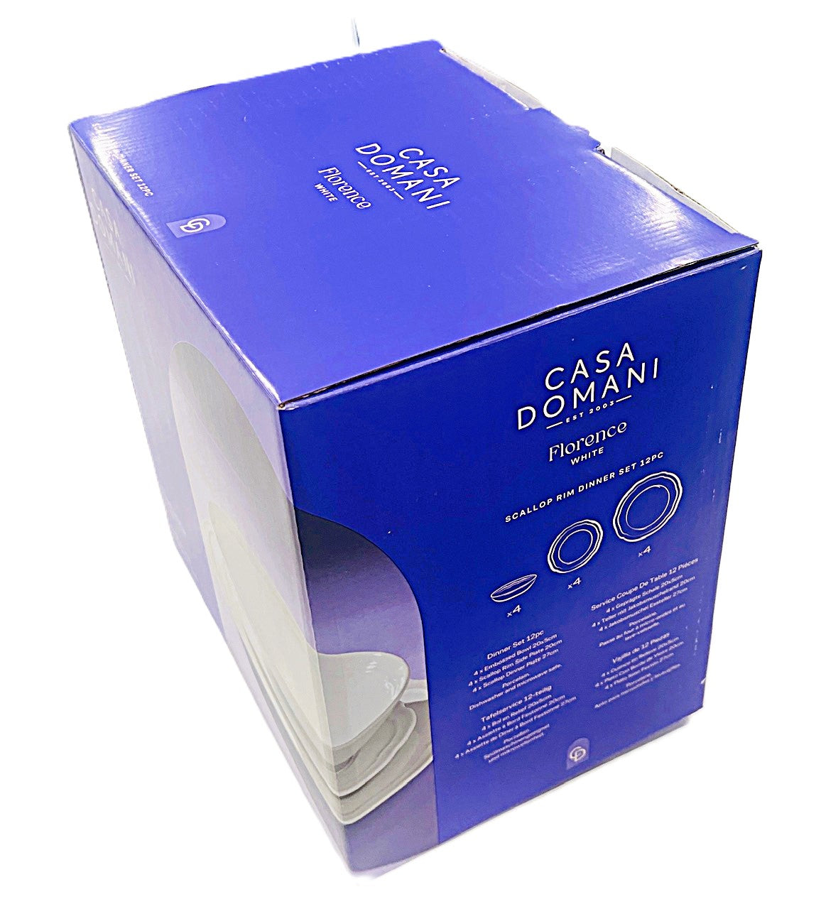 Dinner 12 piece set White Porcelain Florence Scallop Collection by Casa Domani