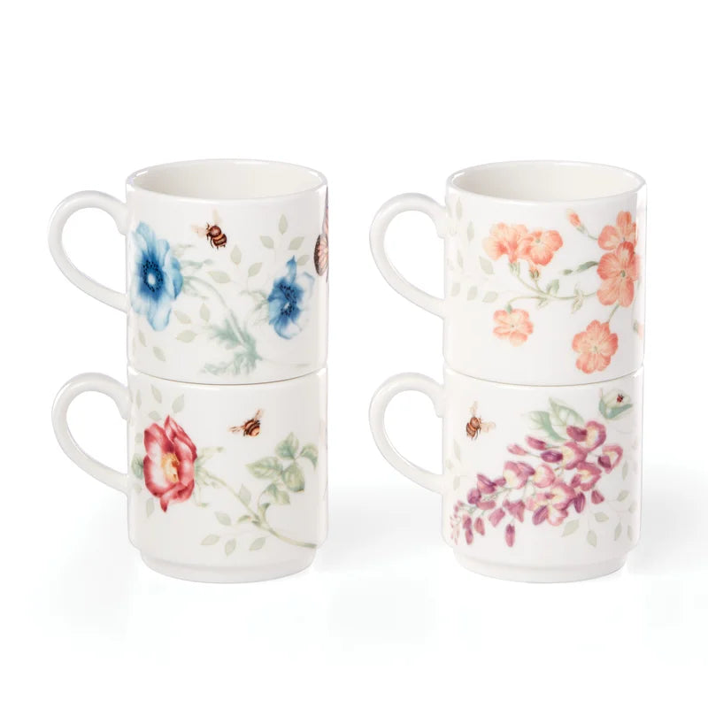 Lenox Butterfly Meadow 4 Mugs stacking