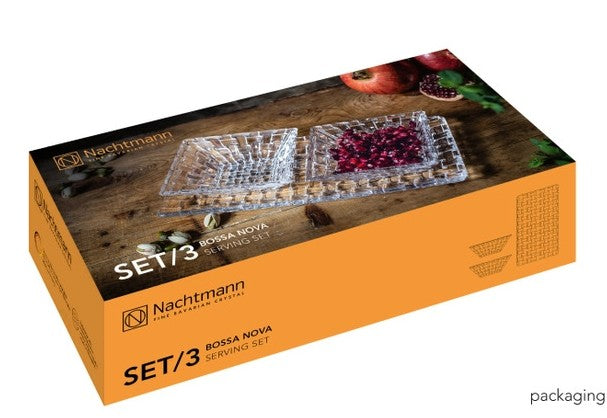 Nachtmann Bossa Nova Crystal Platter and 2 Bowls Set