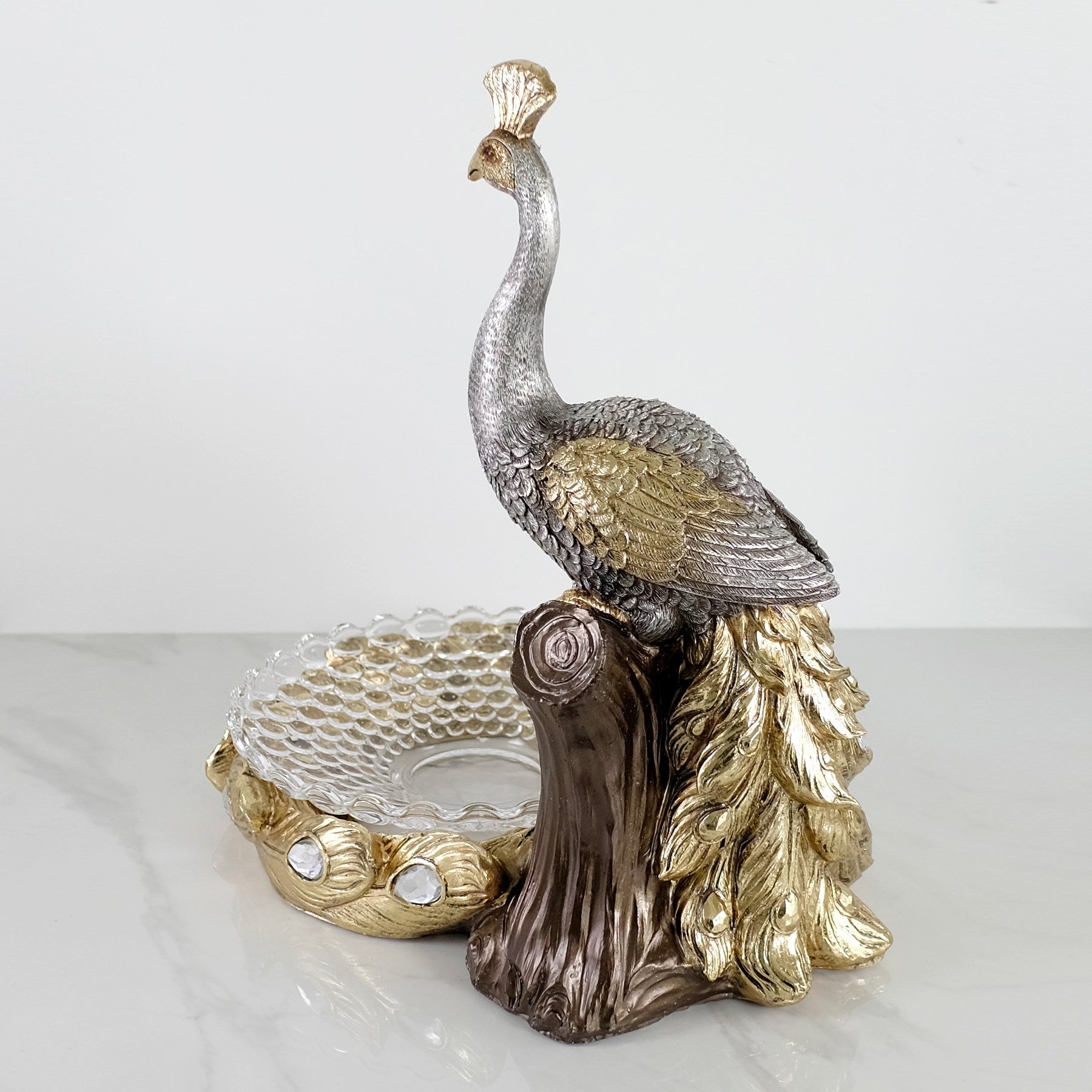 Peacock Golden with plate 15"