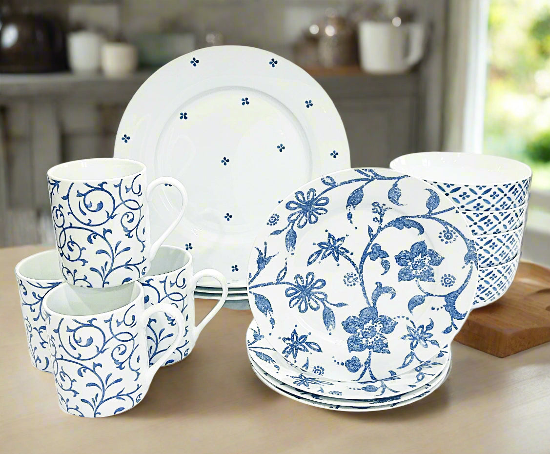 Blue Indigo 16 piece dinnerware set Porcelain by Portmeirion