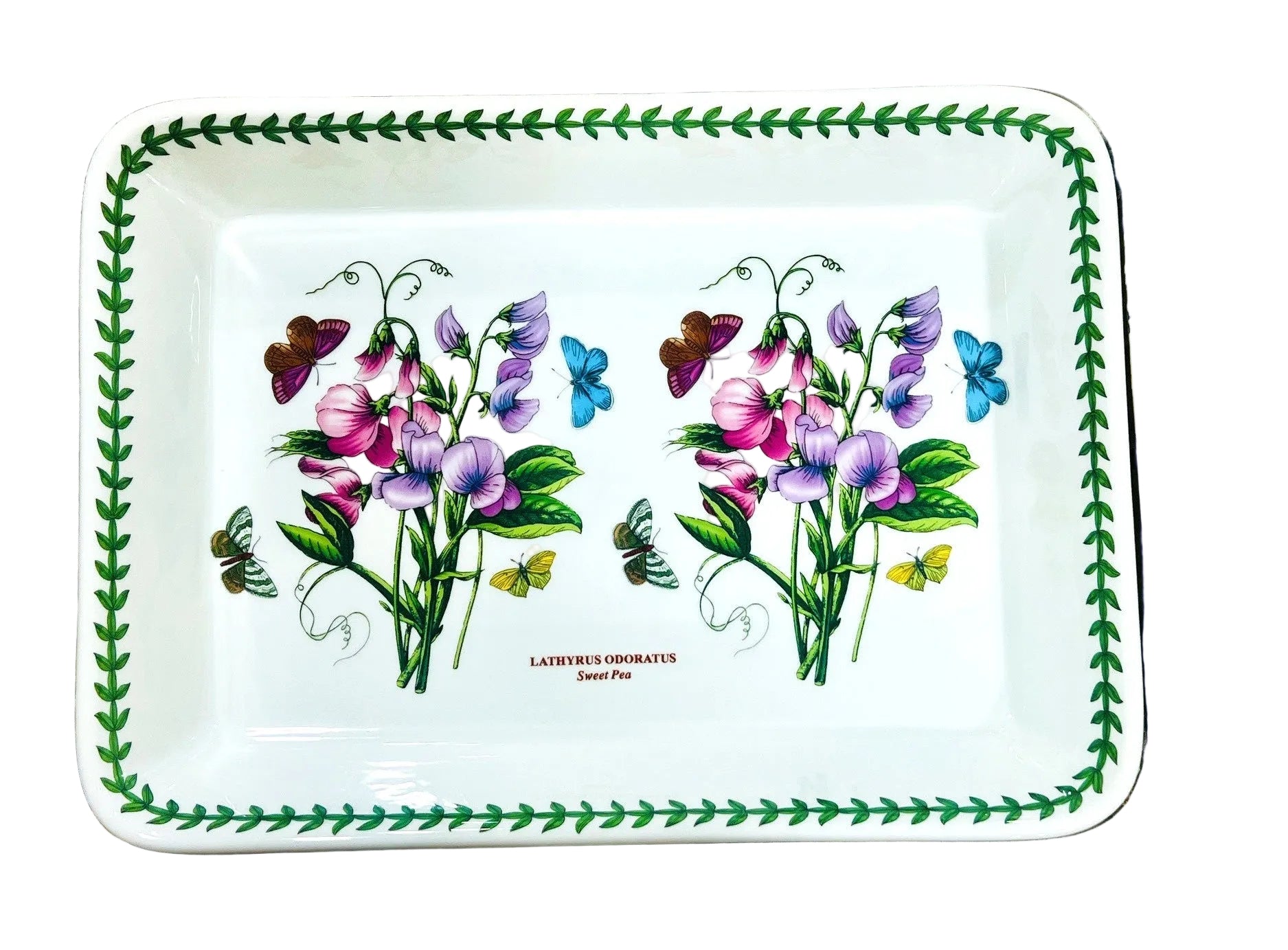 Decorative tray with floral design on a textured surface