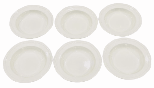 Casa Domani 6-Bowl Rim Soup White Porcelain Florence Scallop Collection