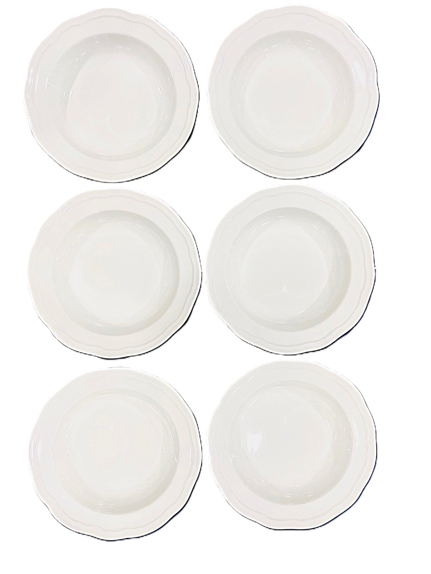 Casa Domani 6-Bowl Rim Soup White Porcelain Florence Scallop Collection