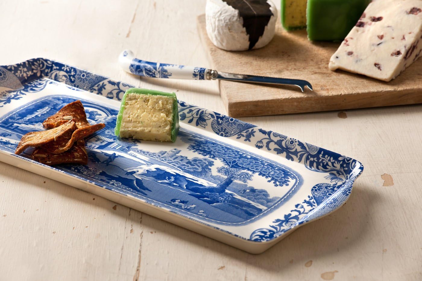 Spode Blue Italian Sandwich Tray | Serving Platter for Tea Sandwiches, Desserts, and Appetizers | Porcelain | Measures 13-Inches | Dishwasher Safe (Blue/White)