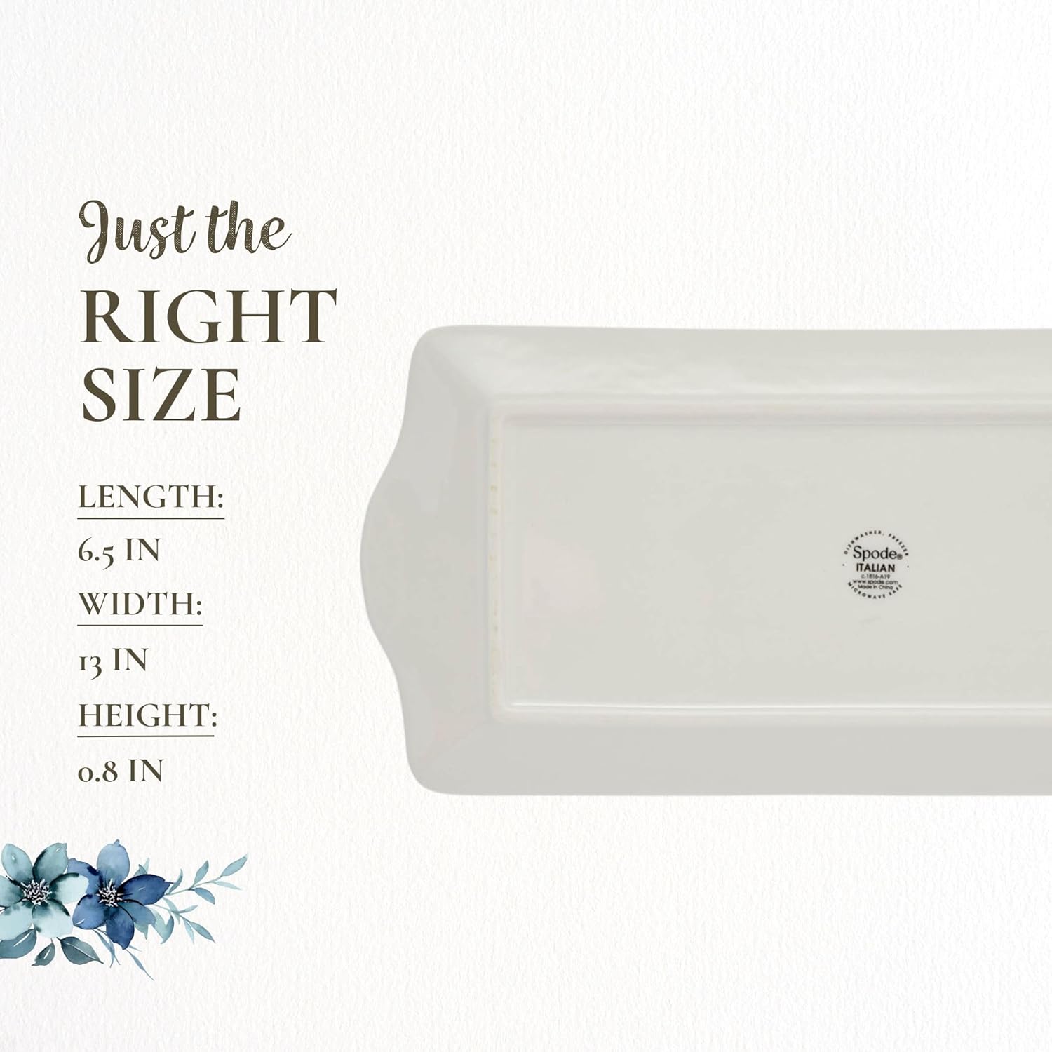 Spode Blue Italian Sandwich Tray | Serving Platter for Tea Sandwiches, Desserts, and Appetizers | Porcelain | Measures 13-Inches | Dishwasher Safe (Blue/White)