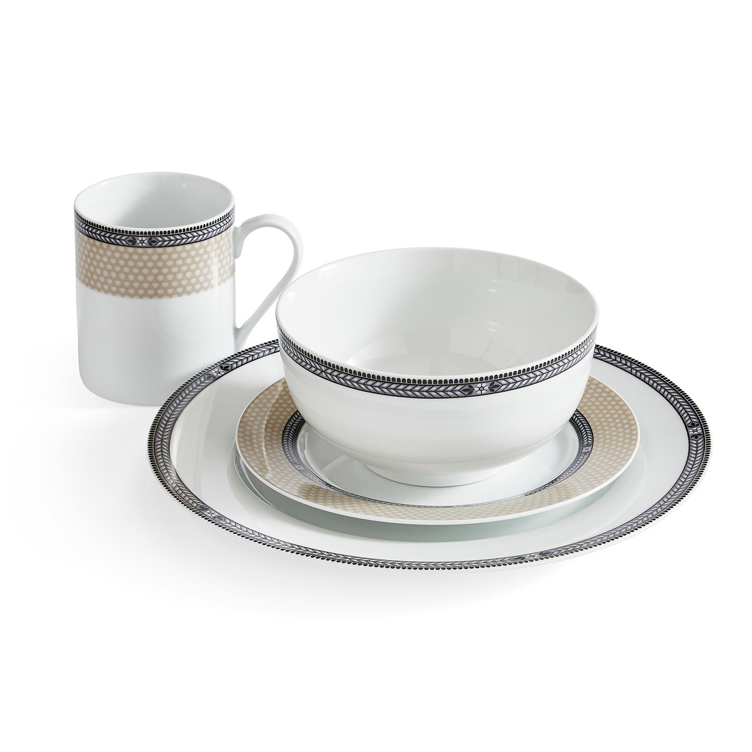 Portmeirion Porcelain Vintage Chic 16Pcs Dinnerware Set - Service for 4