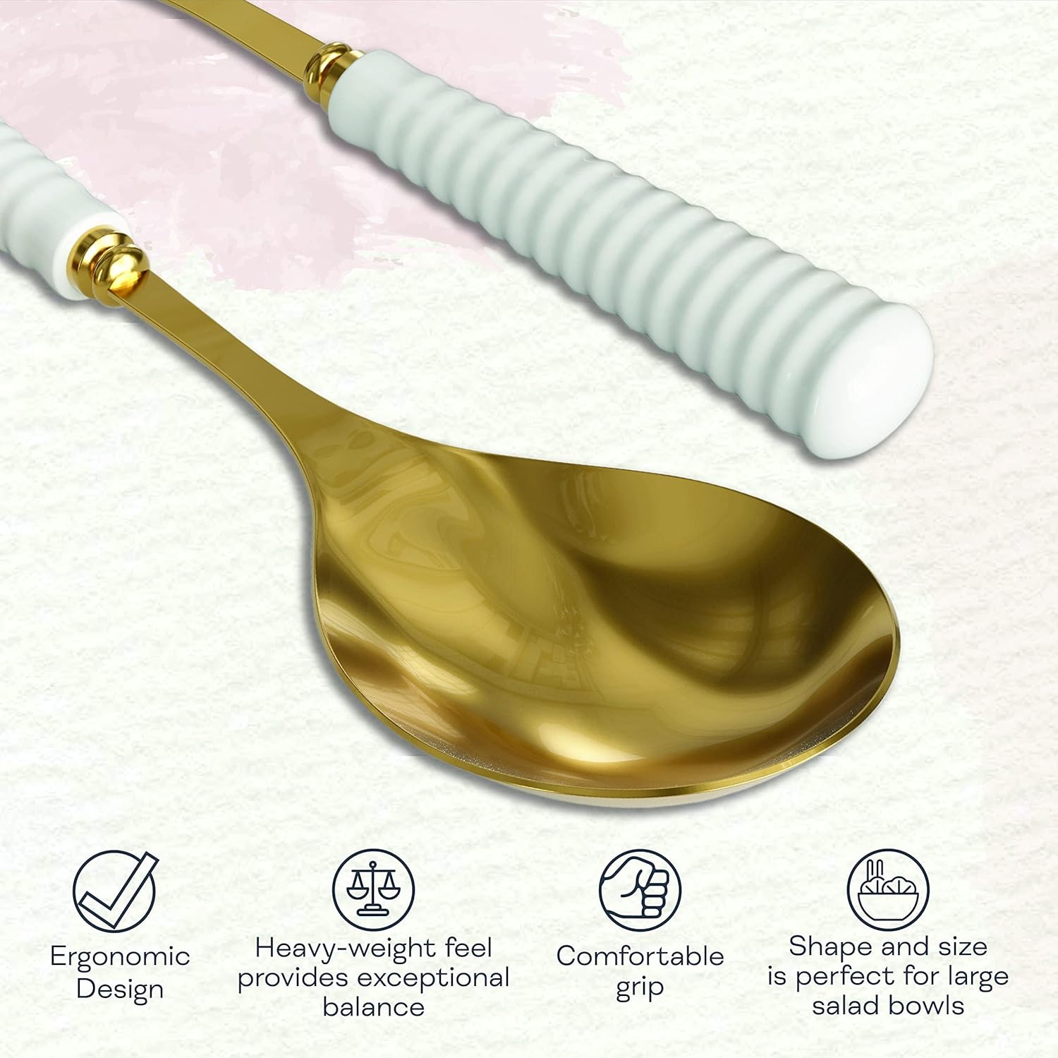 Portmeirion CP1122-XG Sophie Conran Gold Pair of Salad Servers, Stainless Steel