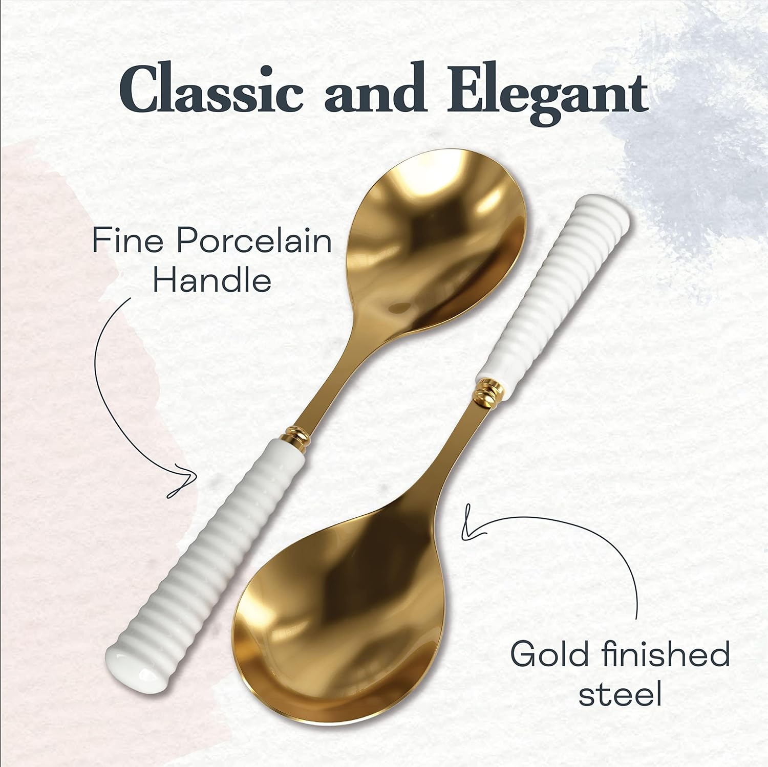 Portmeirion CP1122-XG Sophie Conran Gold Pair of Salad Servers, Stainless Steel