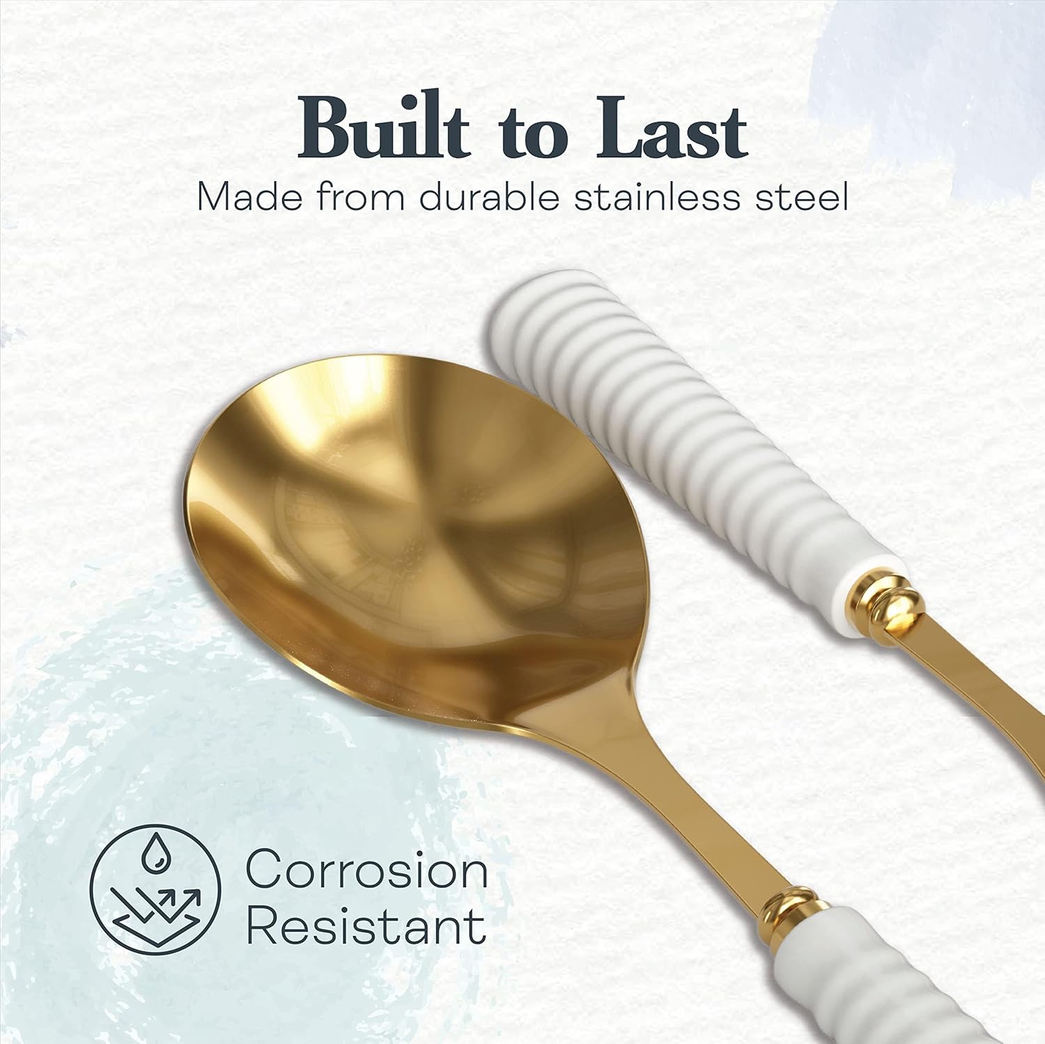 Portmeirion CP1122-XG Sophie Conran Gold Pair of Salad Servers, Stainless Steel