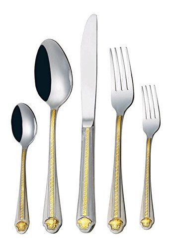 Flatware 78 Piece Set 18/10 Stainless Steel Versalion Gold from Carl Weill, Service for 12 people include 12 serving piece set