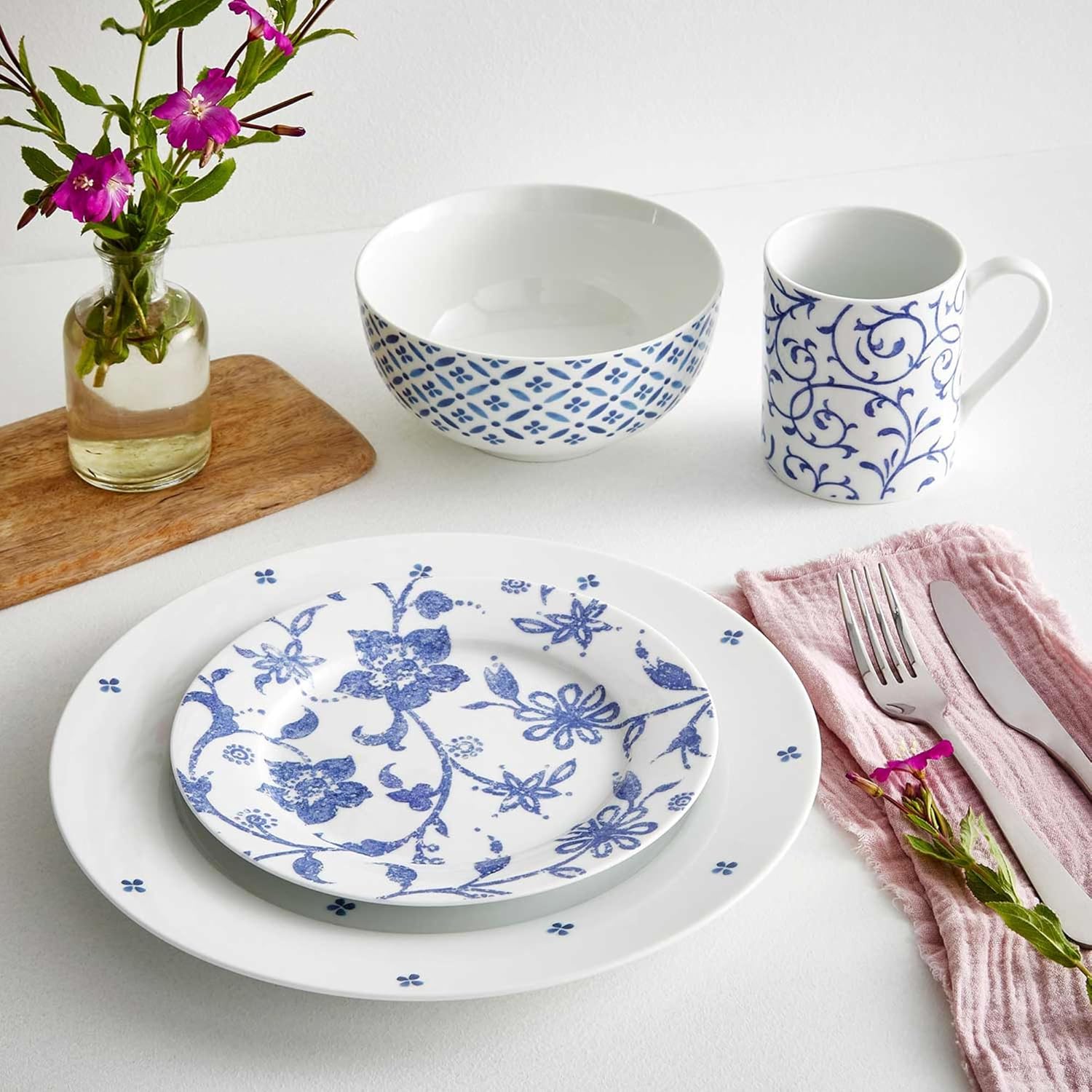 Blue Indigo 16 piece dinnerware set Porcelain by Portmeirion