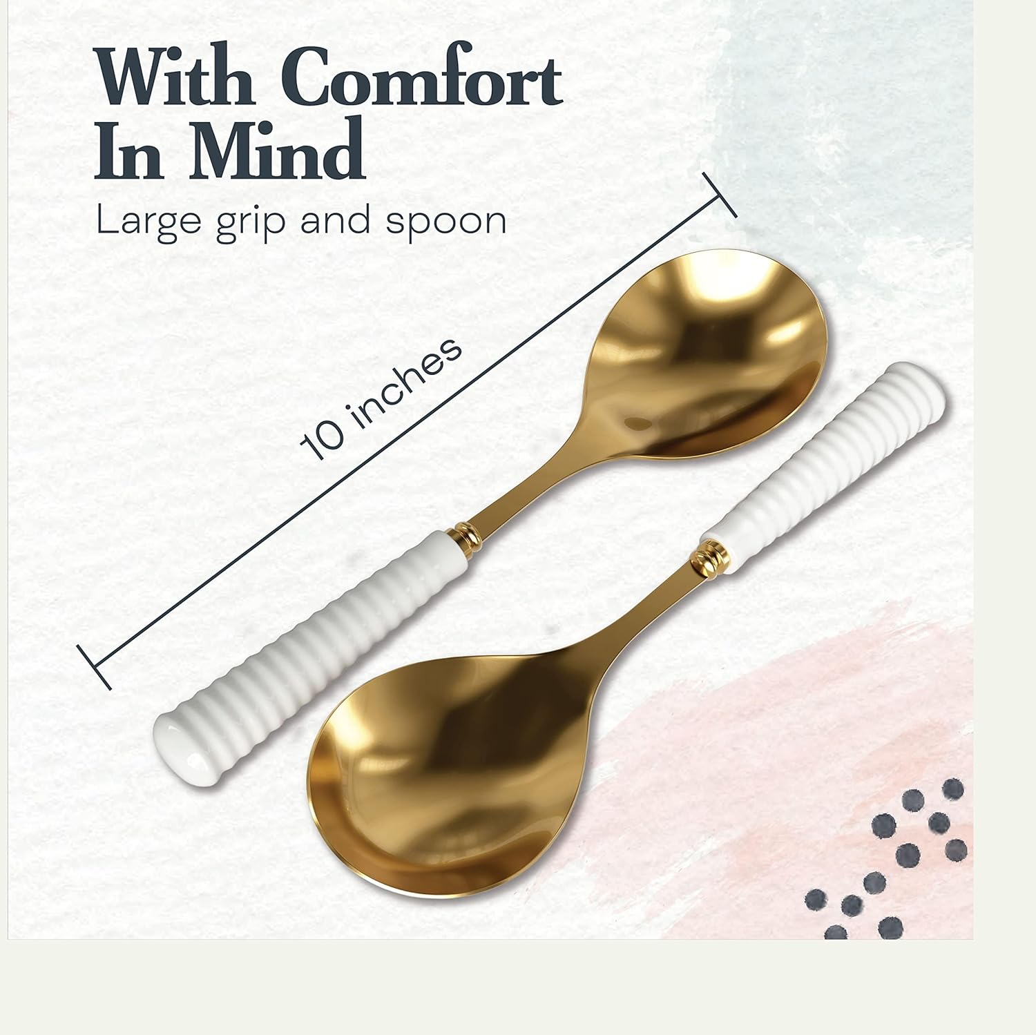 Portmeirion CP1122-XG Sophie Conran Gold Pair of Salad Servers, Stainless Steel