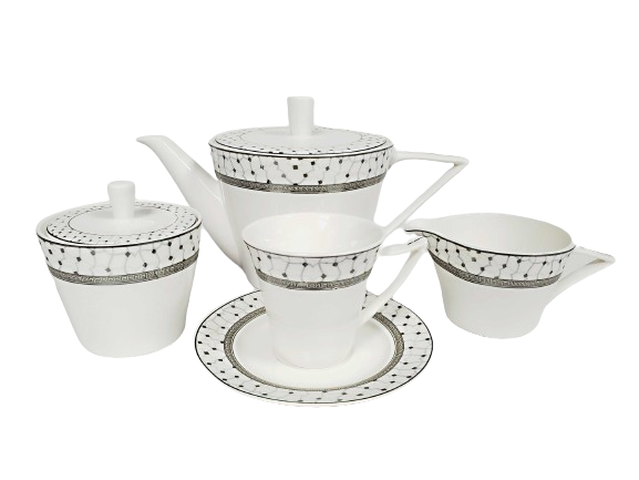Dinnerware 86 Piece Set, Service for 12, include 14 Serving Pieces, Atlas Platinum Collection by Success Bone China, Light weight, Extra white Body, Extra strong chip resistant
