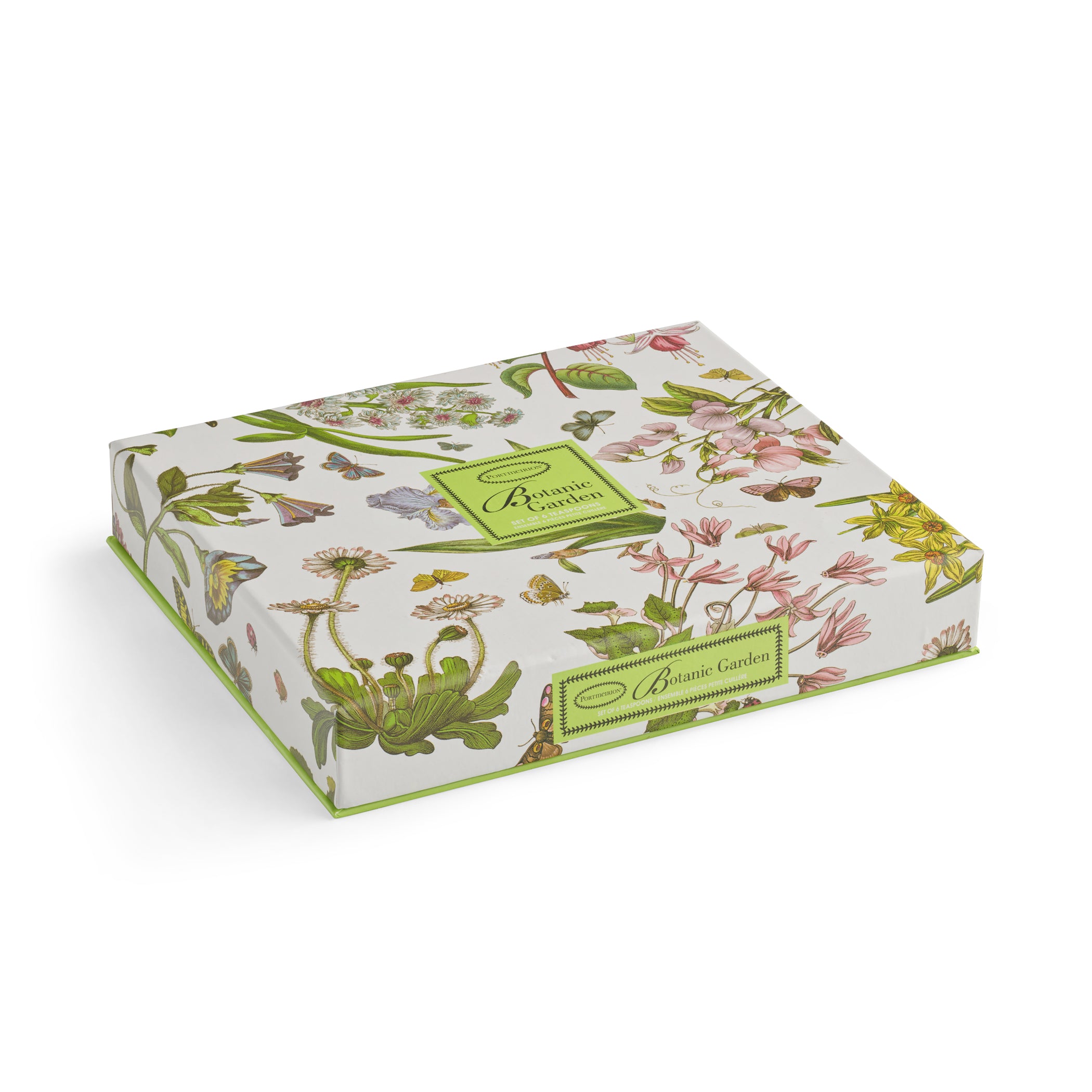 Portmeirion Botanic Garden Teaspoons Set of 6 Teaspoons with Assorted Floral Motifs | 6"tall Made from Stainless Steel with Porcelain Handles