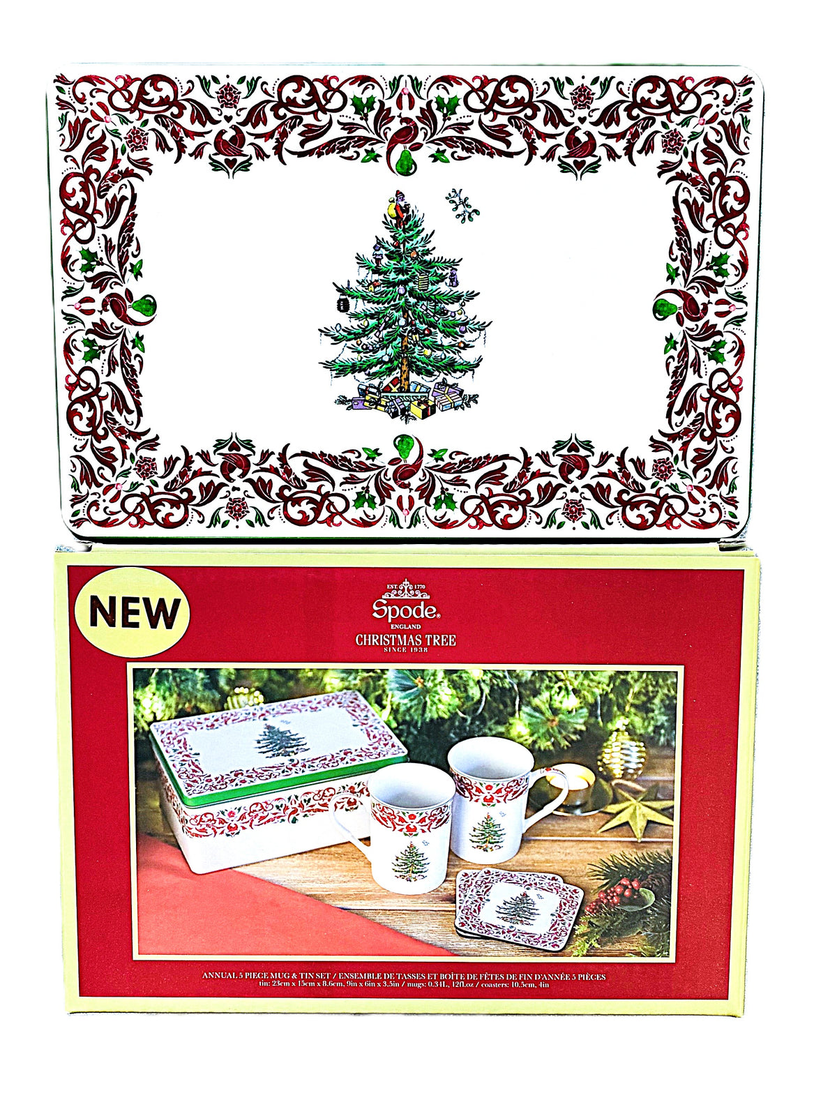 Spode Christmas Tree Mug 5 piece set New 2026 Holiday Season
