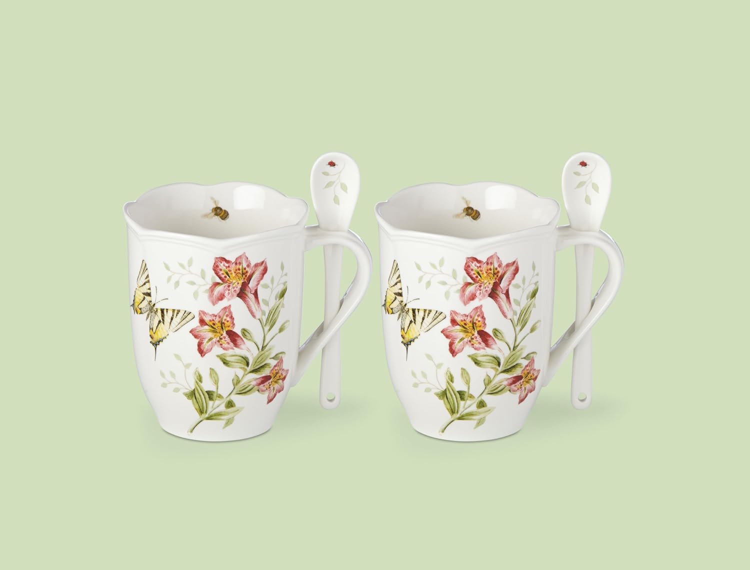 Lenox Butterfly Meadow 2 Mug and 2 spoon