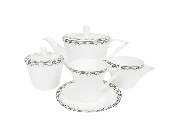 Dinnerware 86 Piece Set, Service for 12, include 14 Serving Pieces, Winfield Platinum Collection by Success Bone China, Light weight, Extra white Body, Extra strong chip resistant