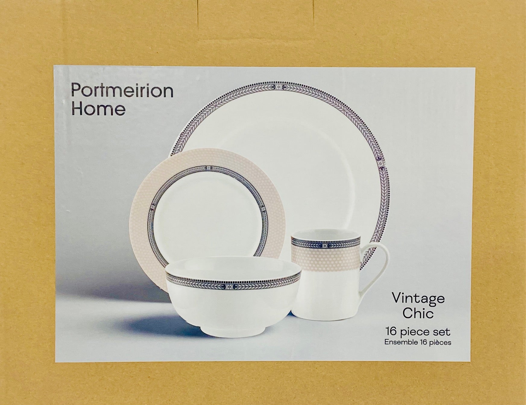 Portmeirion Porcelain Vintage Chic 16Pcs Dinnerware Set - Service for 4