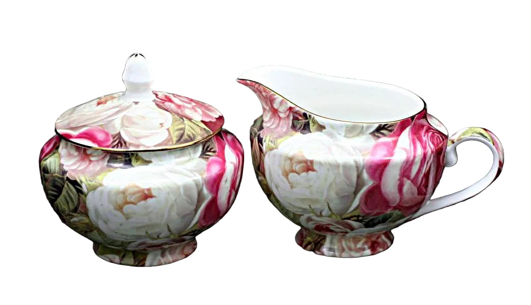 Sugar Bowl & Creamer set Fine bone China roses collection