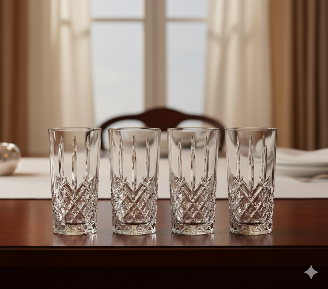 Waterford Markham Hi-ball set of 4 crystal glasses the Marquis Collection