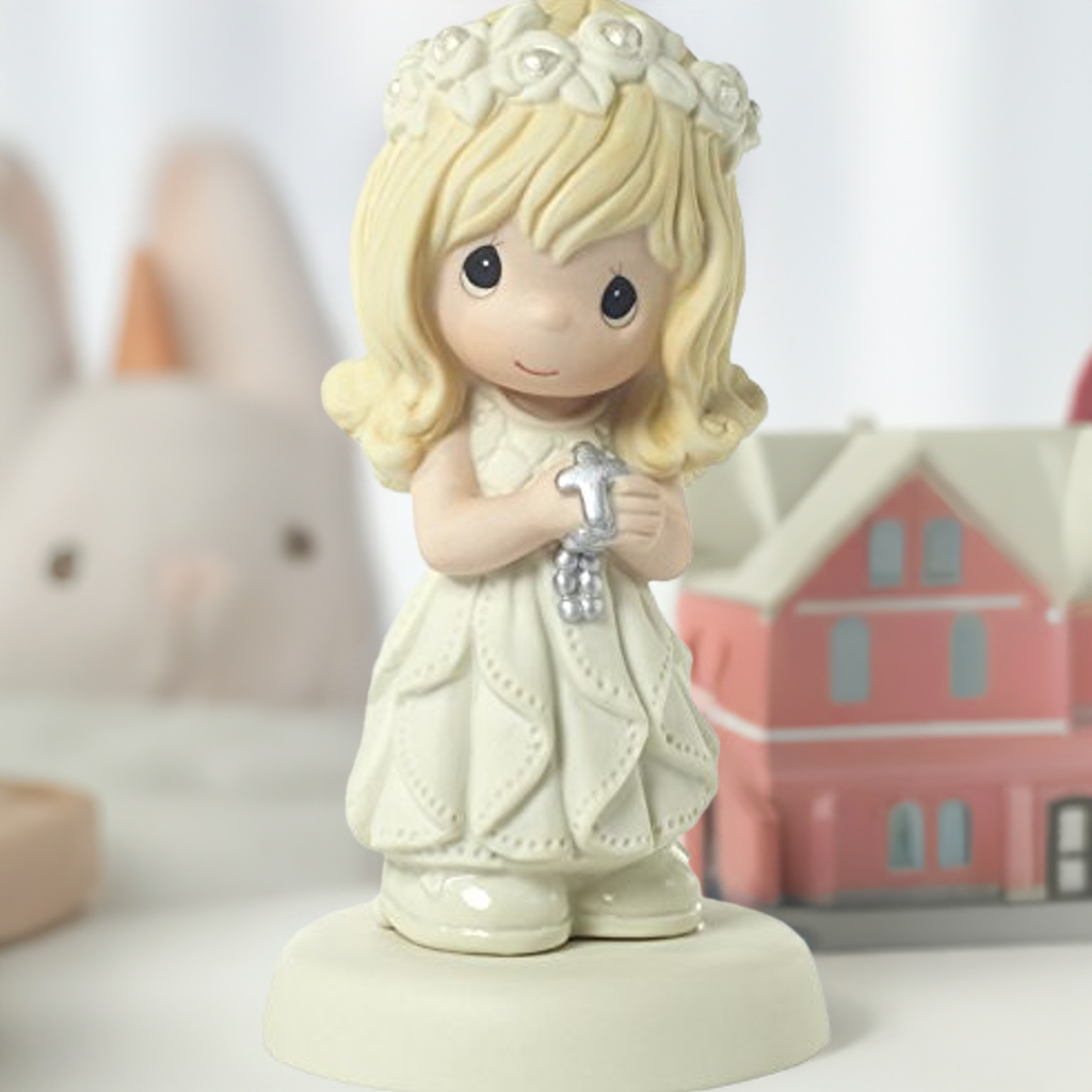 Precious Moments May His Light Shine in Your Heart Today & Always 1st Communion Figurine Bisque Porcelain