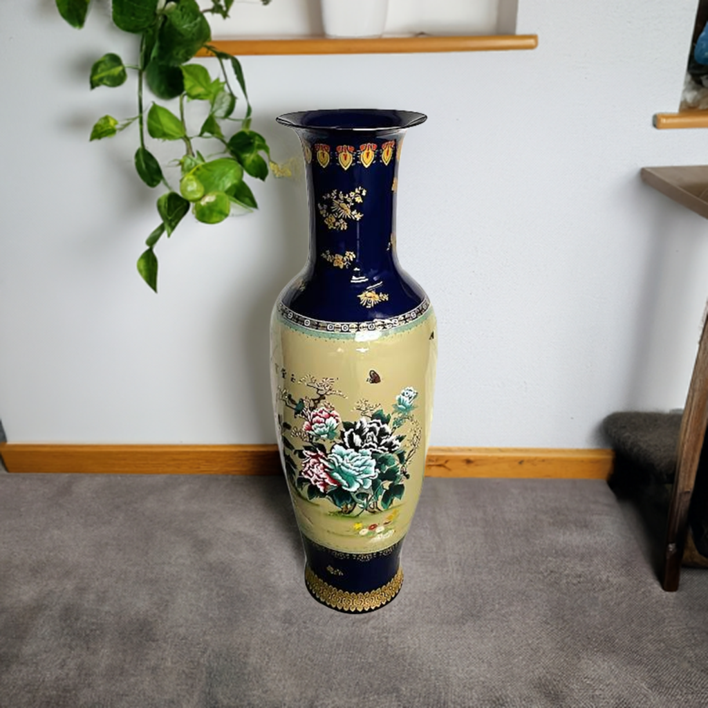 Cobalt Vase Porcelain 48"tall Floral