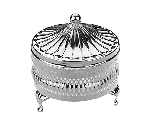 Queen Anne Butter Dish Gallery Frame 3.5"Round 4" Tall With cover, Tarnish resistance, Silver Plated - Royal Gift