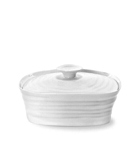 Portmeirion Sophie Conran White Covered Butter Dish - Royal Gift