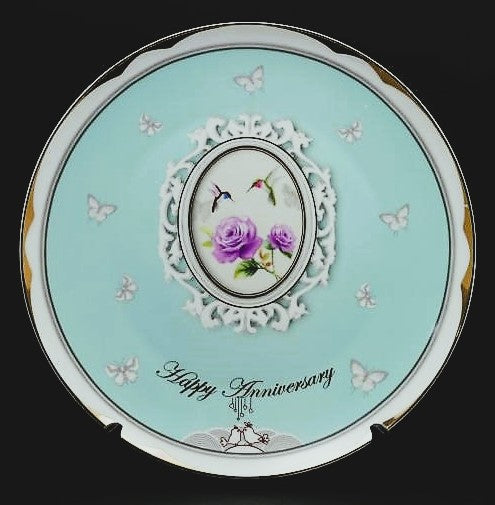 Happy Anniversary bone china Plate 12"diameter. - Royal Gift