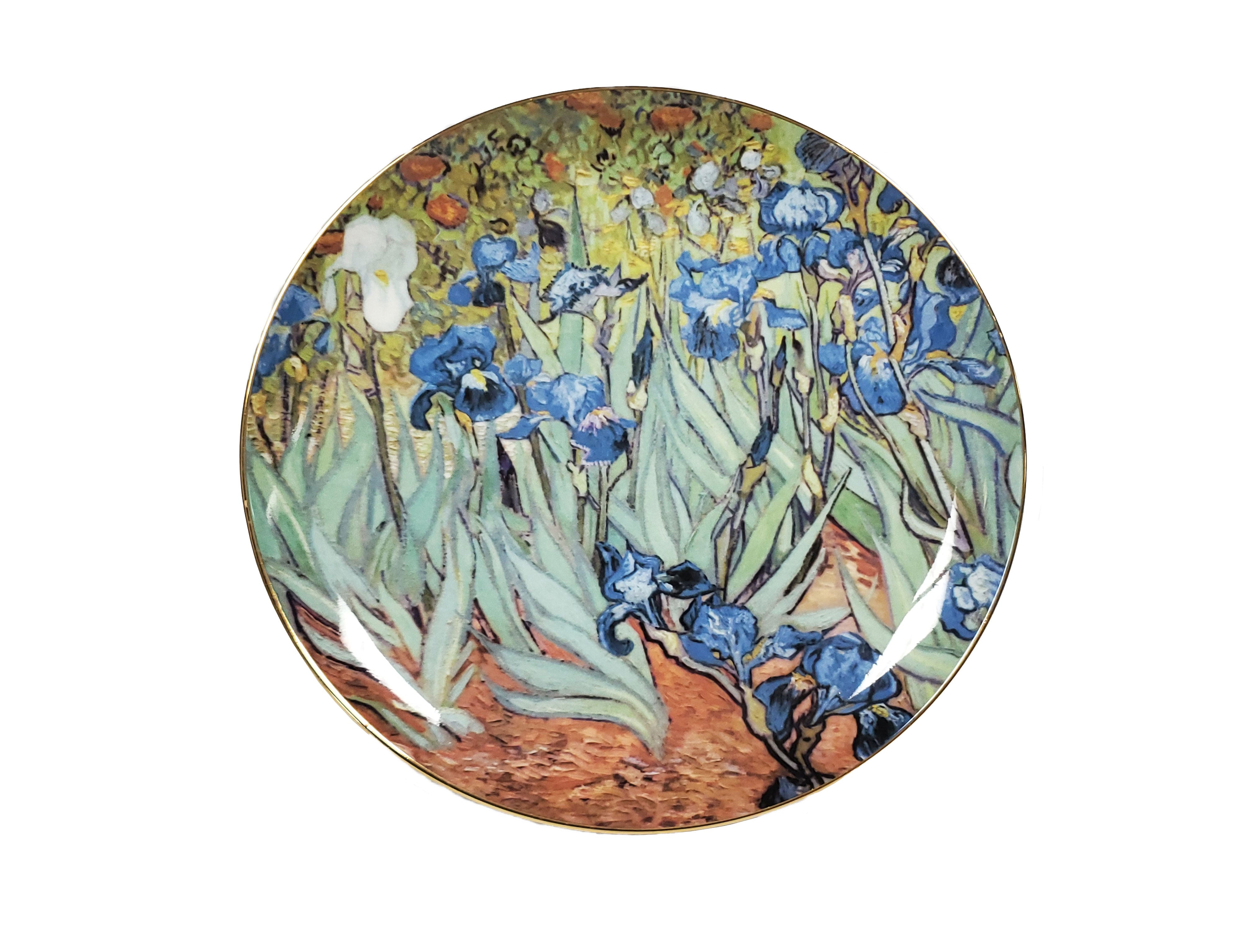 Collector Plate 8" Victorian Decorative Irises, Bone China - Royal Gift