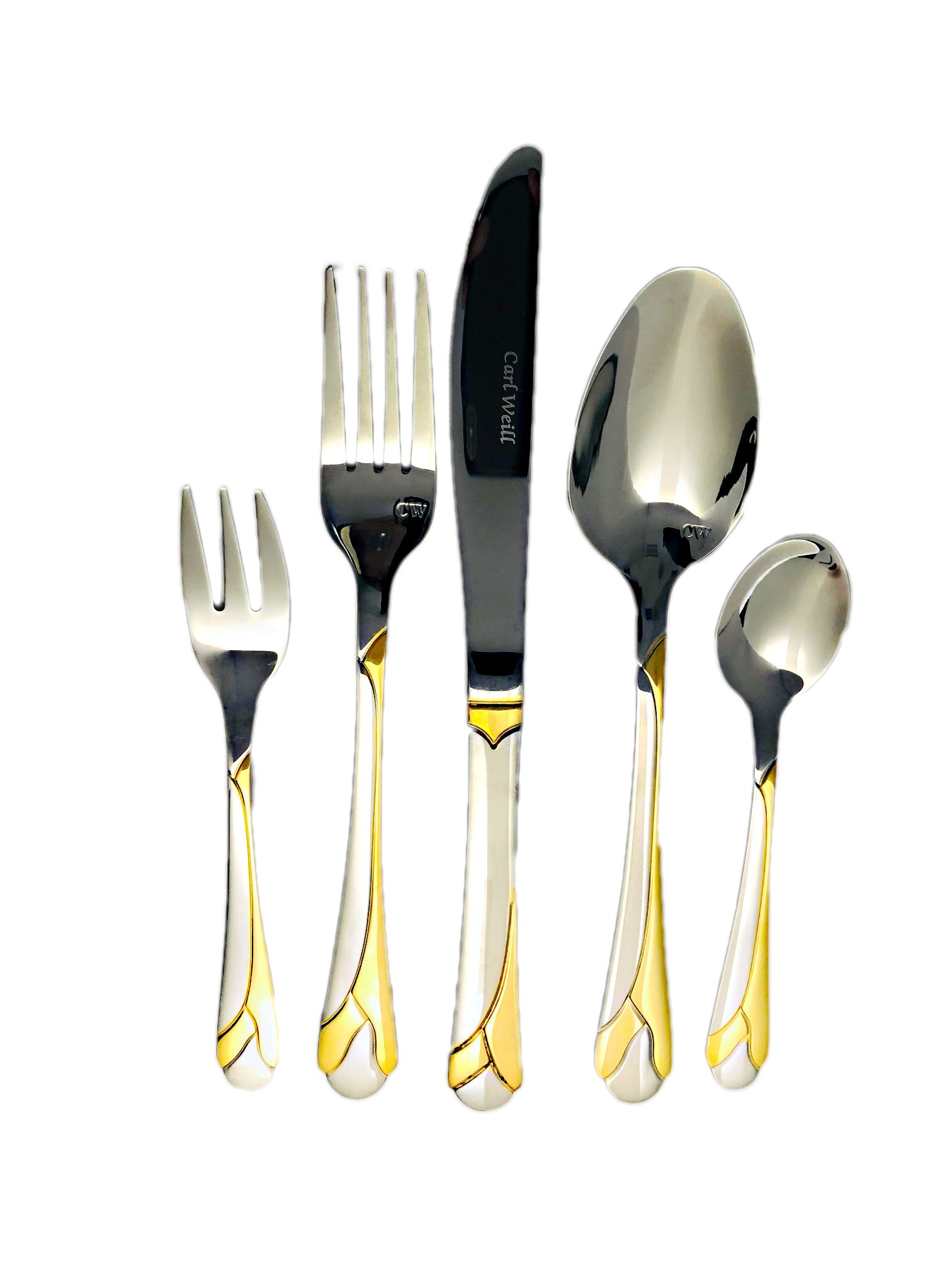 Flatware 78 piece Set Tulip gold by Carl Weill 18/10 Stainless Steel Service for 12 + 12 Serving Pieces - Royal Gift