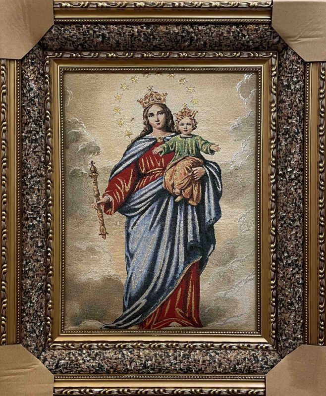 Mary and Baby Jesus Framed Tapestry 17"wide X 21"high - Royal Gift