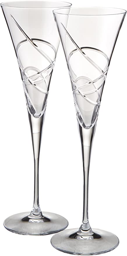 Lenox Adorn Crystal 2-Piece Toasting Flute Set, 2 Count (Pack of 1), Clear - Royal Gift