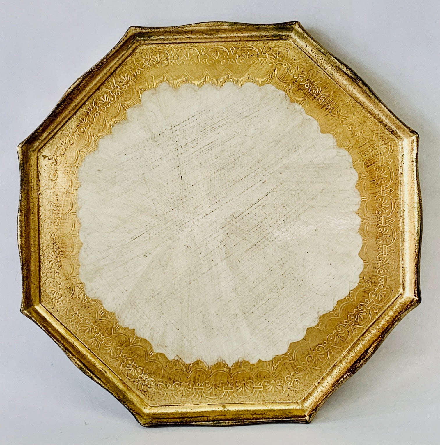 Florentine Wood Tray Octagonal 12" Gold Painted and made in Italy - Royal Gift