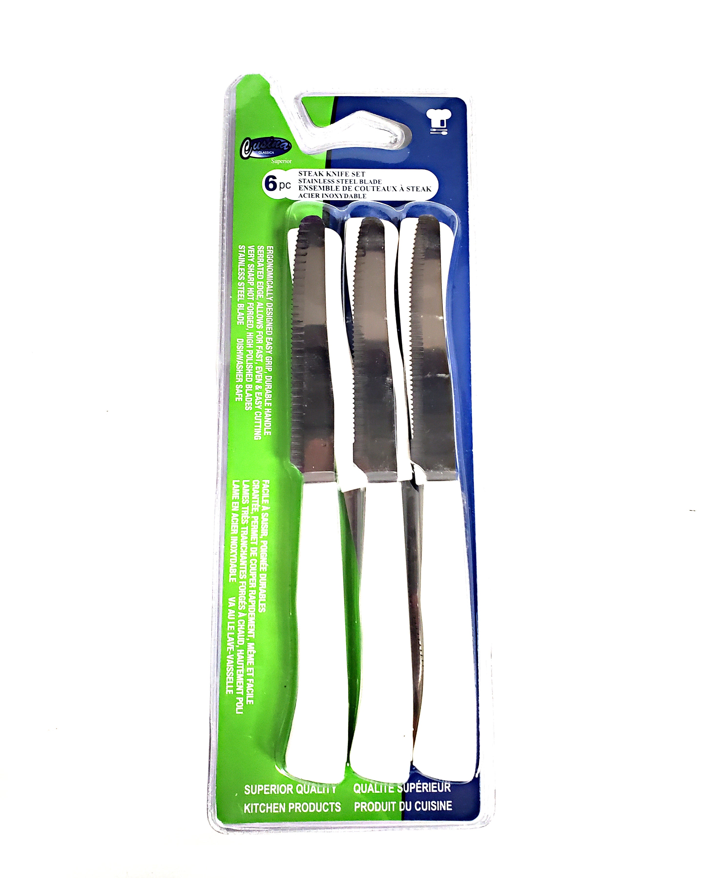 Steak Knives Set of 6, Stainless Steel serrated blades - Royal Gift