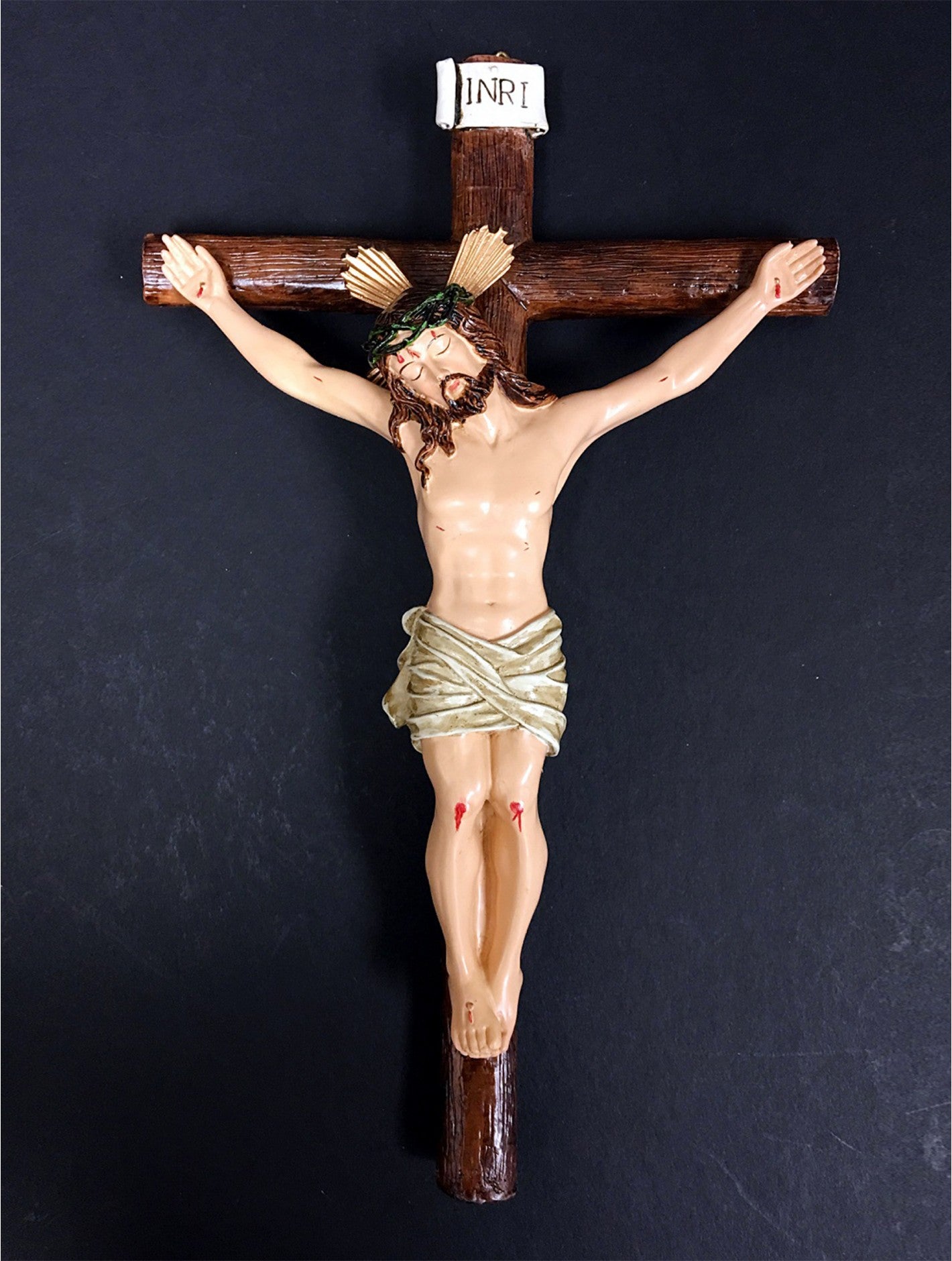 Crucifix Jesus On Cross 12.5" X 7.75" X 2.5" Ceramic.