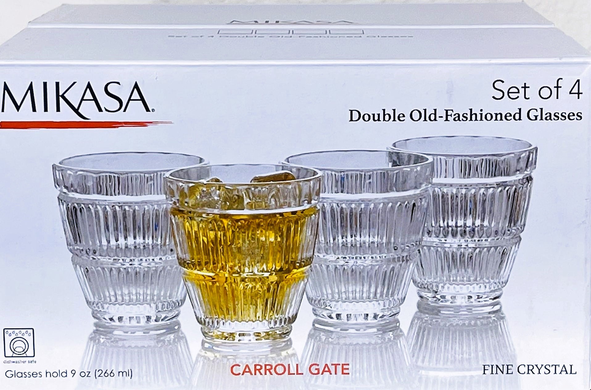 Mikasa Carroll Gate 4 Double Old Fashioned Glasses Fine Crystal