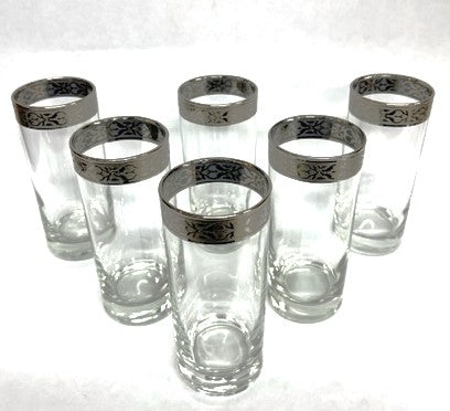 Hi-ball Glasses Platinum Set of 6 Freddy collection made in Italy - Royal Gift