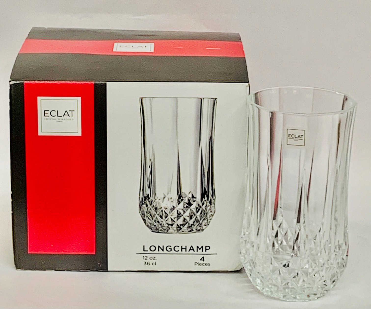 Longchamp Hiball Tumbler, Set of 4 by Eclat Cristal D'Arques,12-Oz - Royal Gift