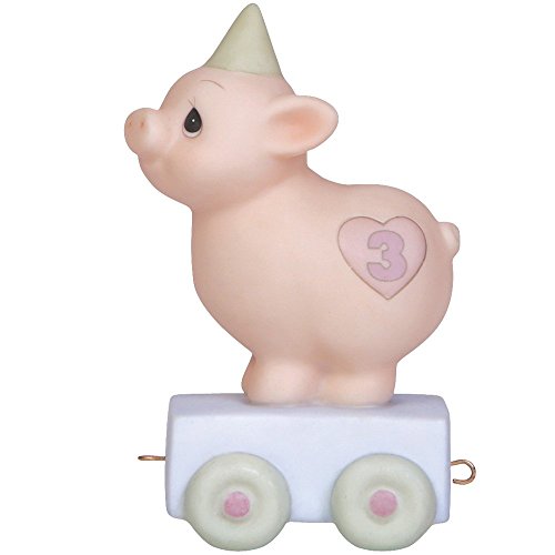 Precious Moments Birthday Train Age 3, Heaven Bless Your Special Day, 142023 Bisque Figurine - Royal Gift