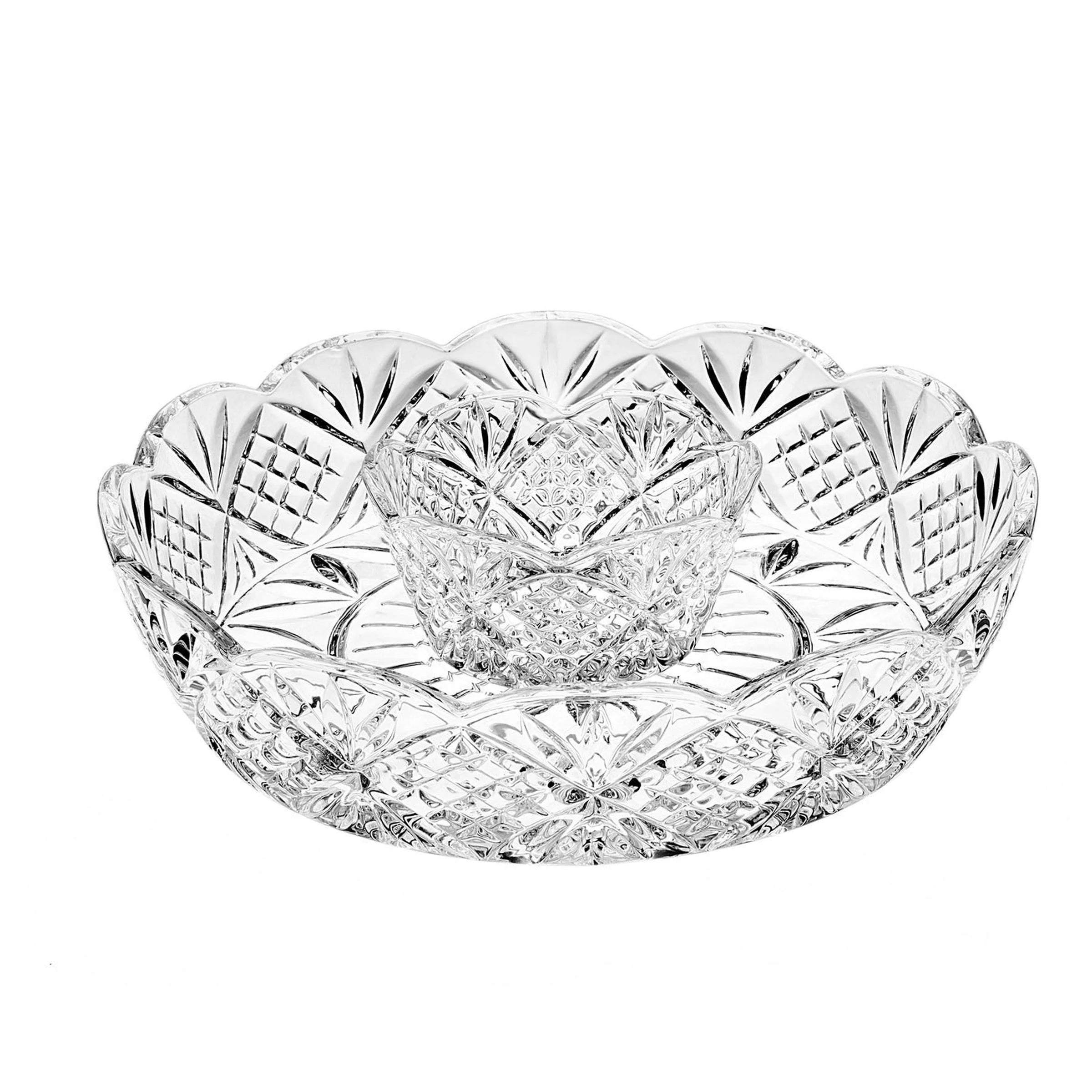 Dublin Crystal chip and dip 12"diameter 2 piece set - Royal Gift