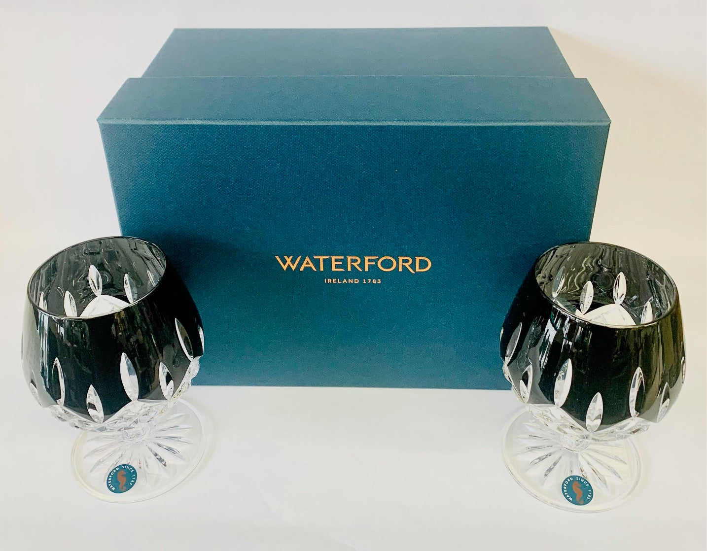 Waterford Lismore Black Brandy Crystal, Set of 2 - Royal Gift