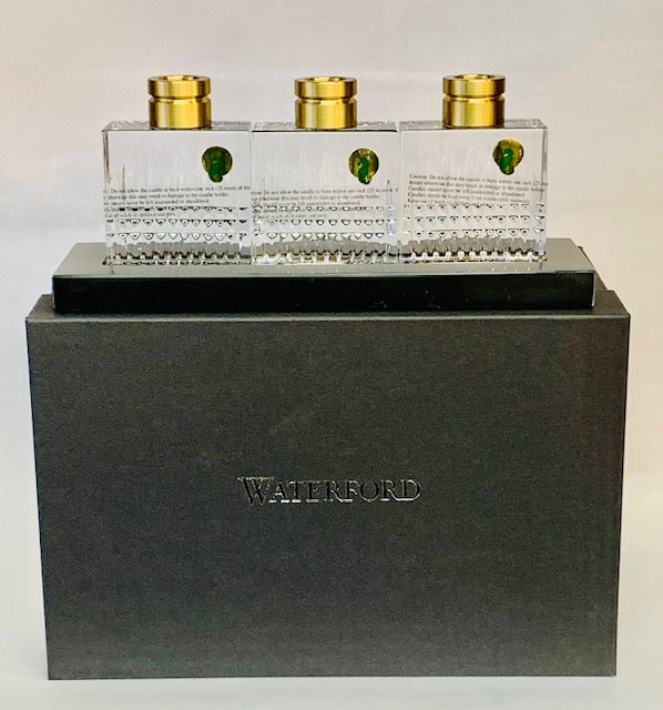 Waterford Lismore Diamond candleholder set/3 with marble base - Royal Gift