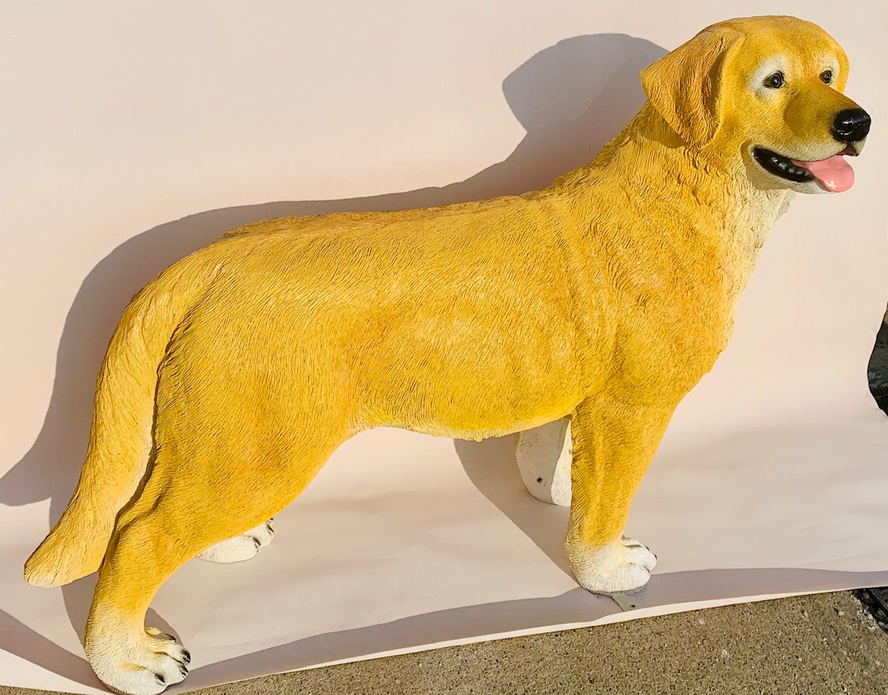 Dog Labrador Yellow life size Statue, 44"wide X 17"deep X 36"tall Ceramic - Royal Gift