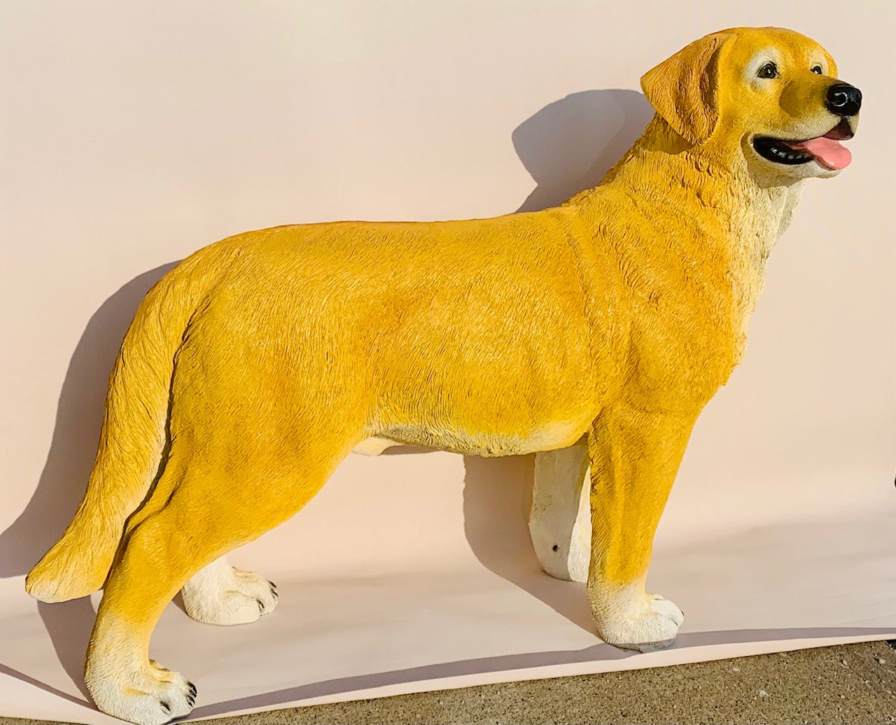Dog Labrador Yellow life size Statue, 44"wide X 17"deep X 36"tall Ceramic - Royal Gift