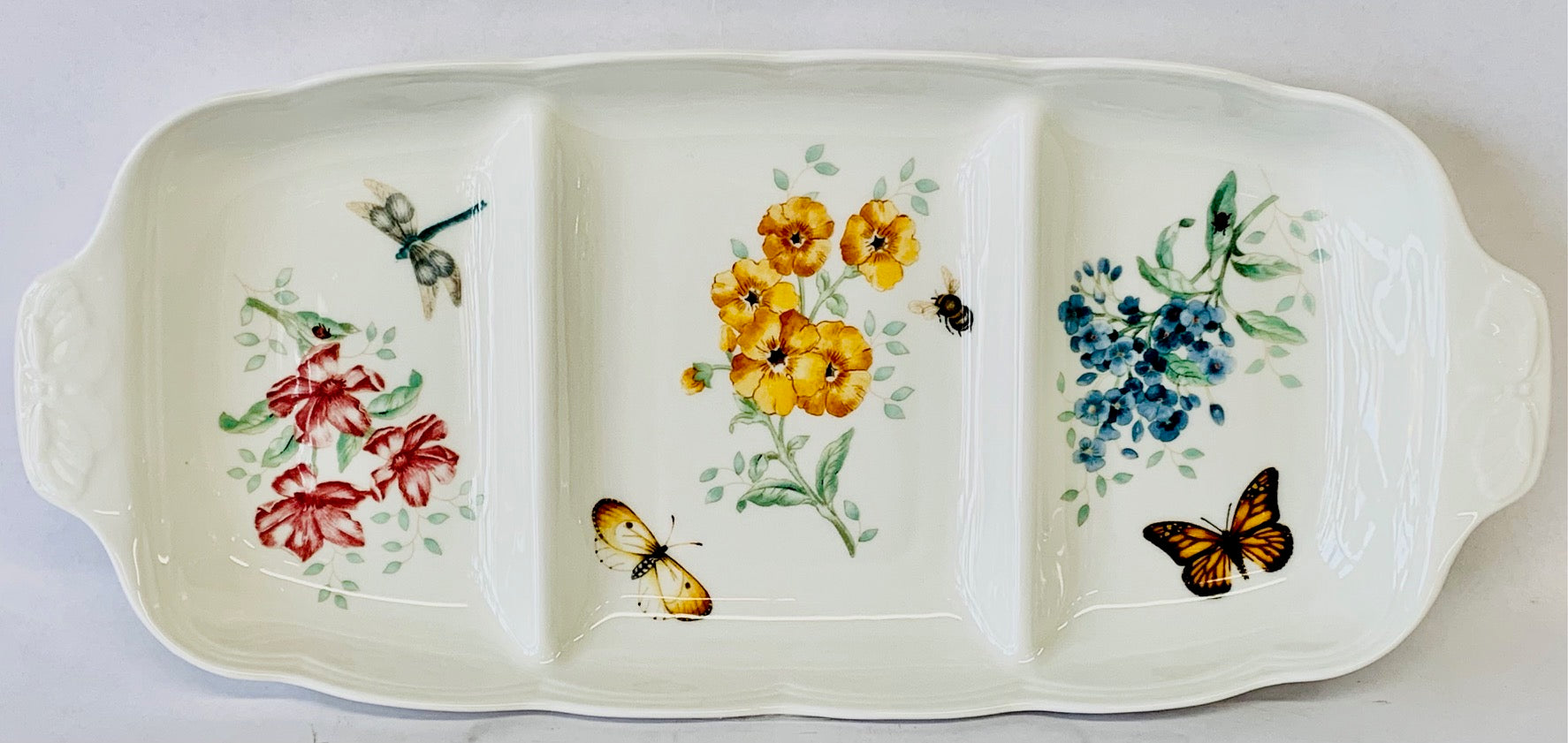 Lenox Butterfly Meadow platter 3 Divided Server 17" X 7.5" X 1.6" - Royal Gift