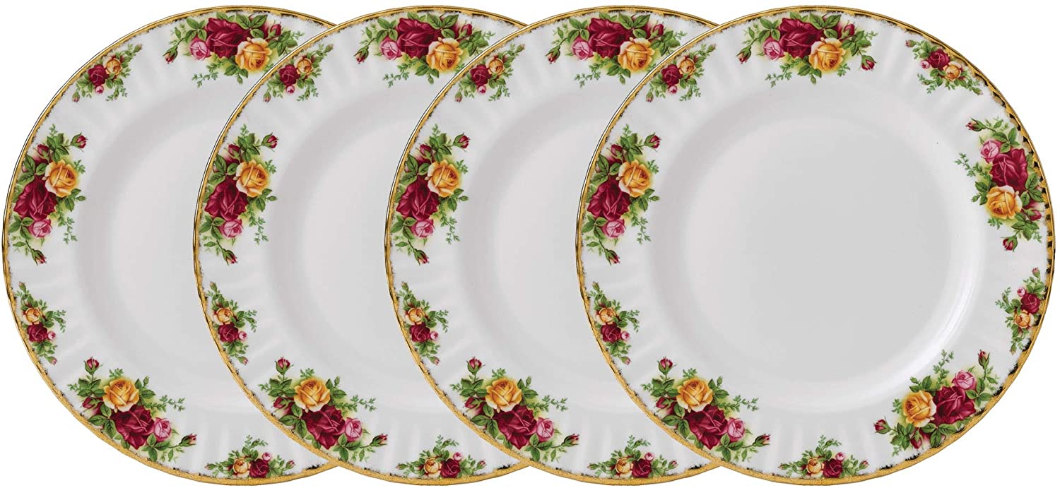 Royal Albert Old Country Roses Dinner Plates, Set of 4, Bone China - Royal Gift